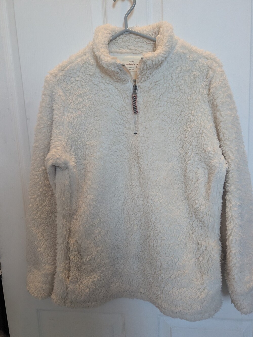 Original Vintage Weatherproof Cozy Sherpa Half-Zip Pullover Sweater - Cream